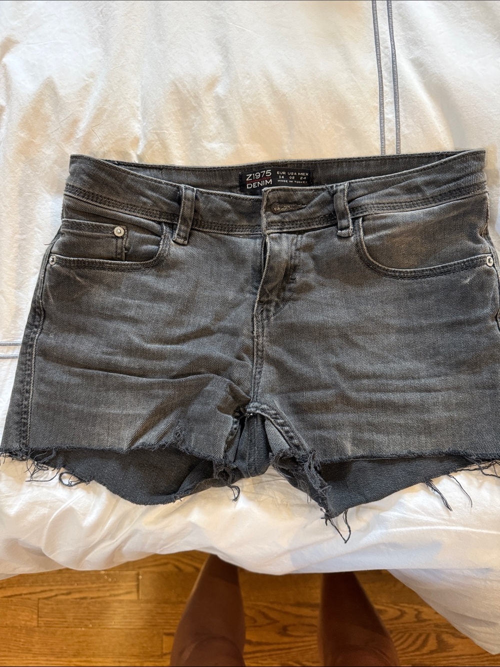 Zara Denim Women's Black Distressed Denim Shorts